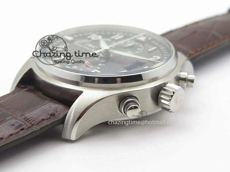 MIROTIME 0504 Pilot Chrono SS 3878 Gray Dial on Brown Leather Strap A Resilient 7395